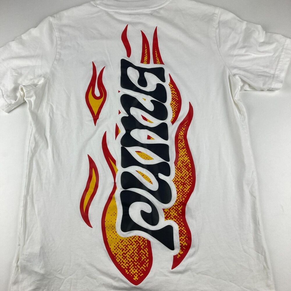 Puma T Shirt Men's S White Skeleton Logo Flames Graphic Back Streetwear